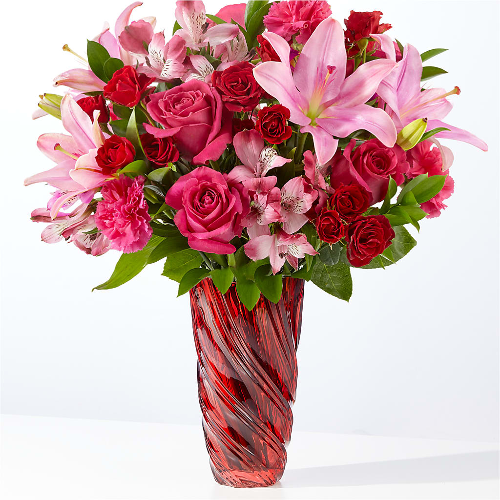 In Love Bouquet with Luxe Swirl Vase – The Flower Gallery, Linden NJ