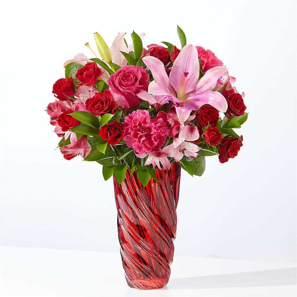In Love Bouquet with Luxe Swirl Vase – The Flower Gallery, Linden NJ