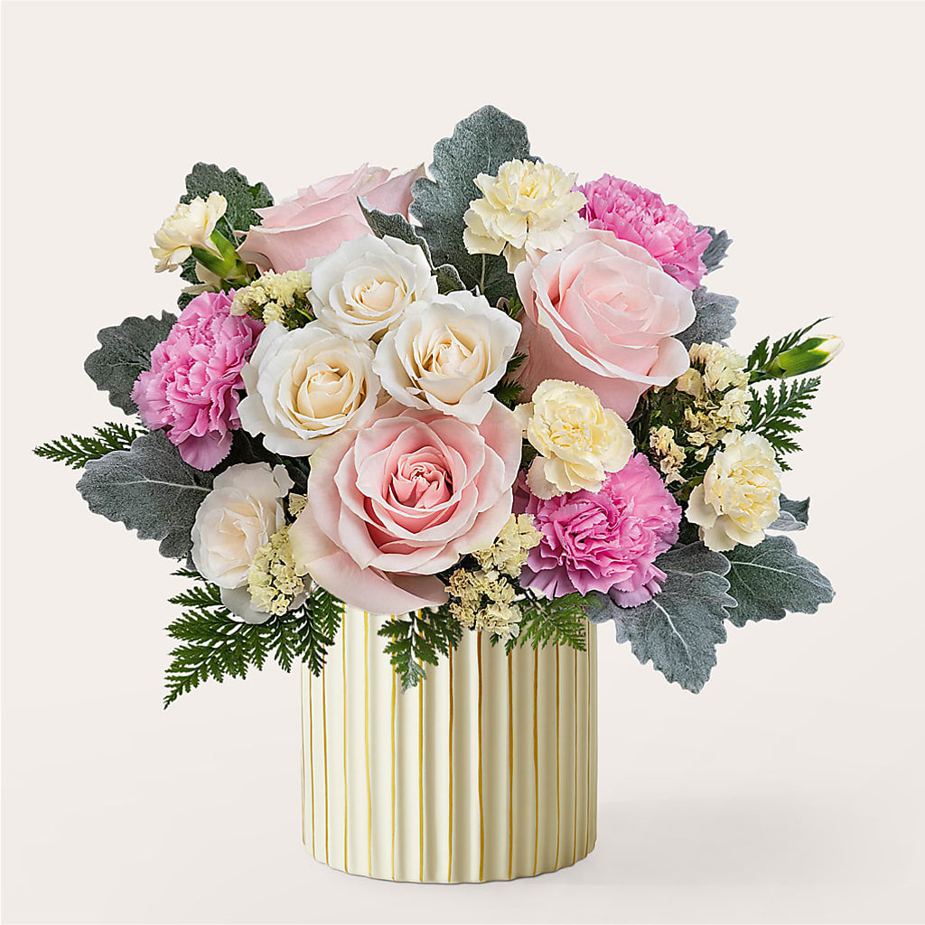 Blissful Moments Bouquet with Ivory Vase – The Flower Gallery, Linden NJ
