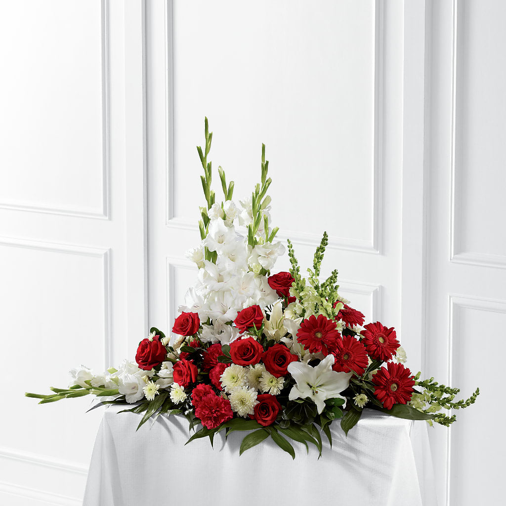 Crimson & White Arrangement – The Flower Gallery, Linden NJ