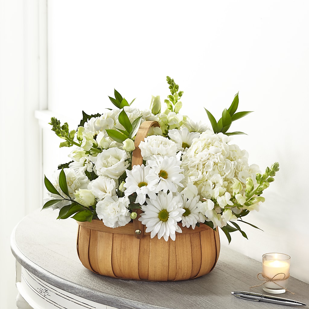 Pure Ivory Basket – The Flower Gallery, Linden NJ