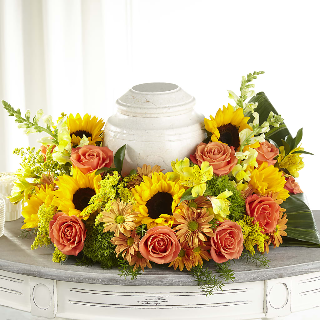 Faithful Sunflower Cremation Adornment – The Flower Gallery, Linden NJ