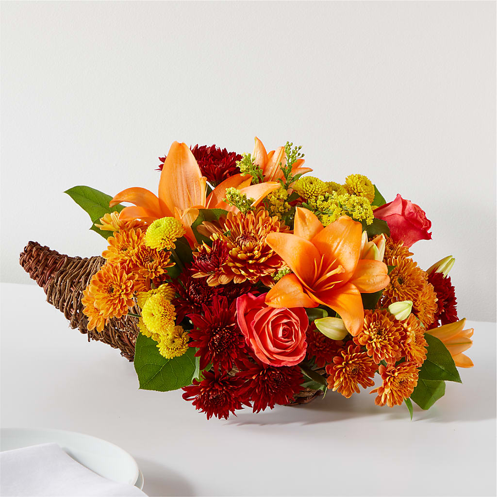 Bouquet of Blessings Cornucopia – The Flower Gallery, Linden NJ