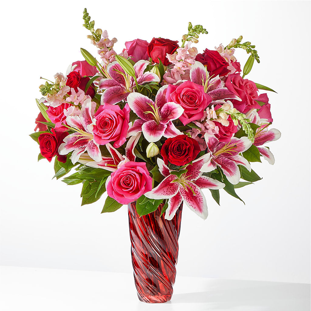 Always You Bouquet with Luxe Swirl Vase – The Flower Gallery, Linden NJ