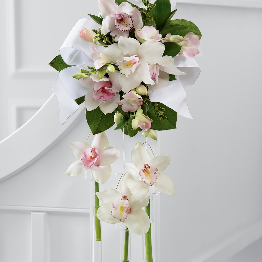 Perfect Entrance Pew Arrangement – The Flower Gallery, Linden NJ