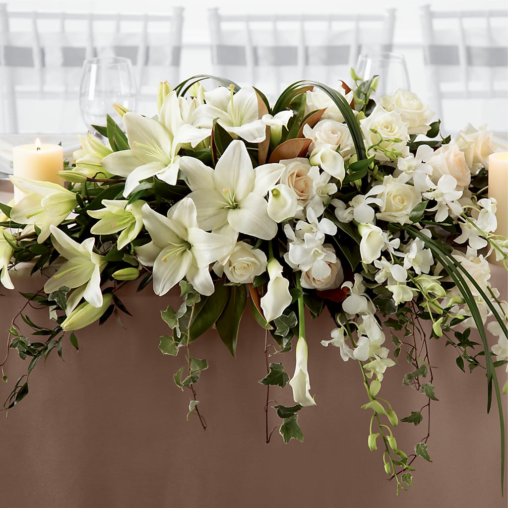White Linen Arrangement – The Flower Gallery, Linden NJ