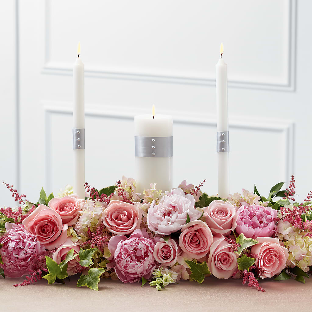 Worldwide Romance Unity Candle Arrangement – The Flower Gallery, Linden NJ