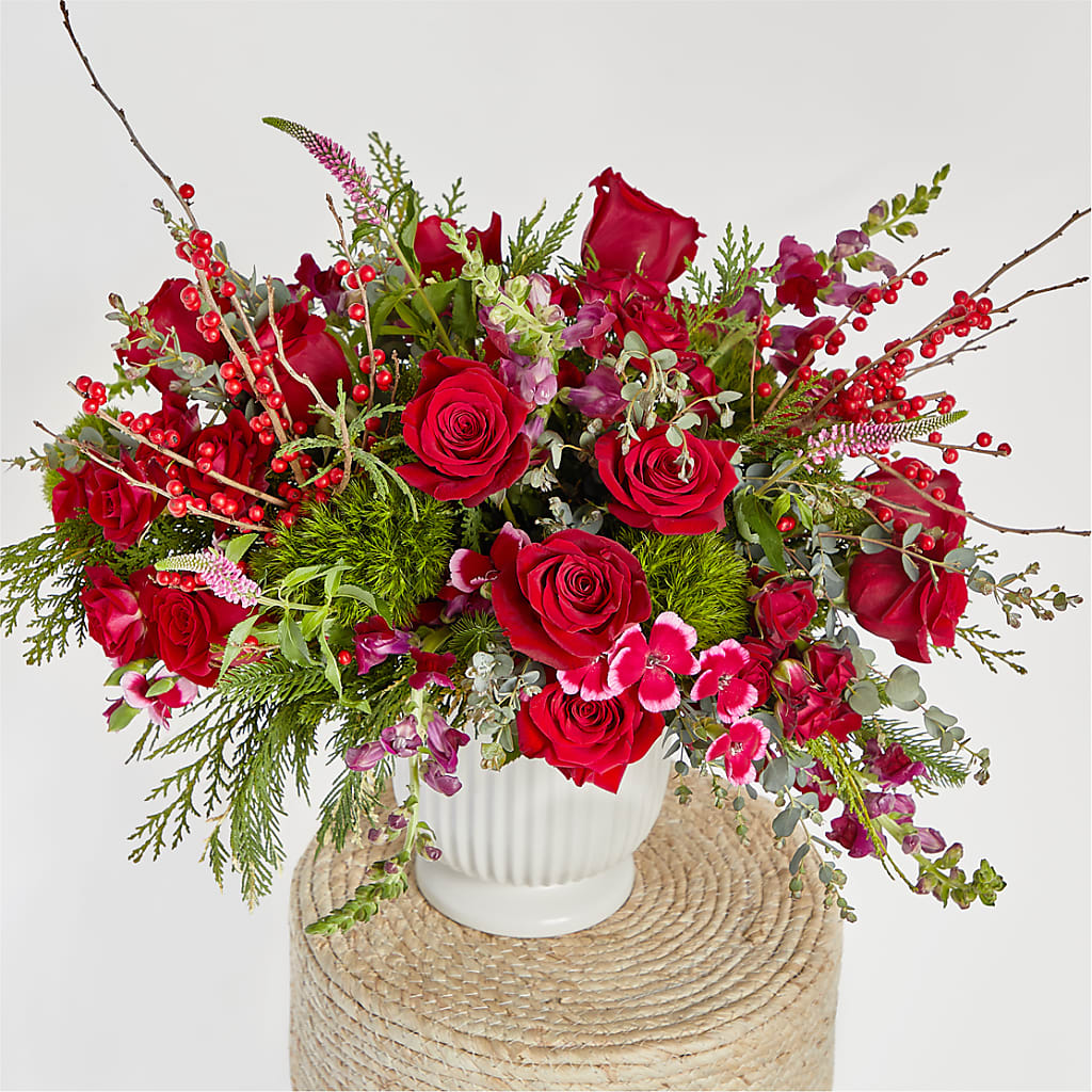 Big Red Bow Bouquet –  The Flower Gallery, Linden NJ