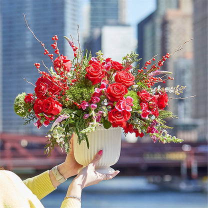 Big Red Bow Bouquet –  The Flower Gallery, Linden NJ