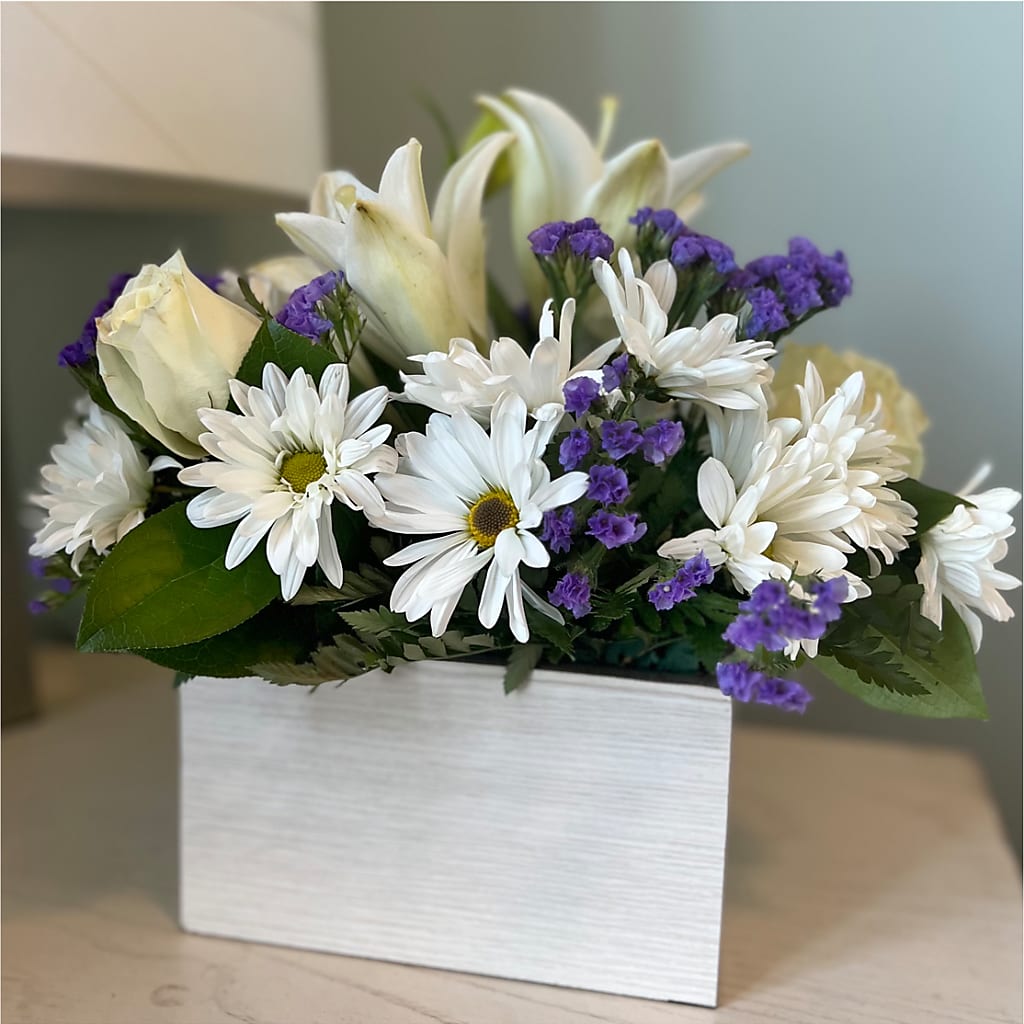 Beyond Blue Box Bouquet –  The Flower Gallery, Linden NJ