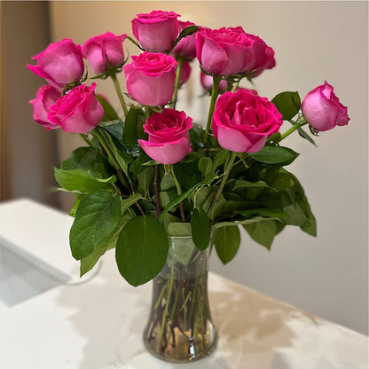 Long Stem Pink Rose Bouquet –  The Flower Gallery, Linden NJ