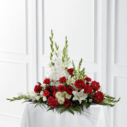 Crimson & White Arrangement –  The Flower Gallery, Linden NJ
