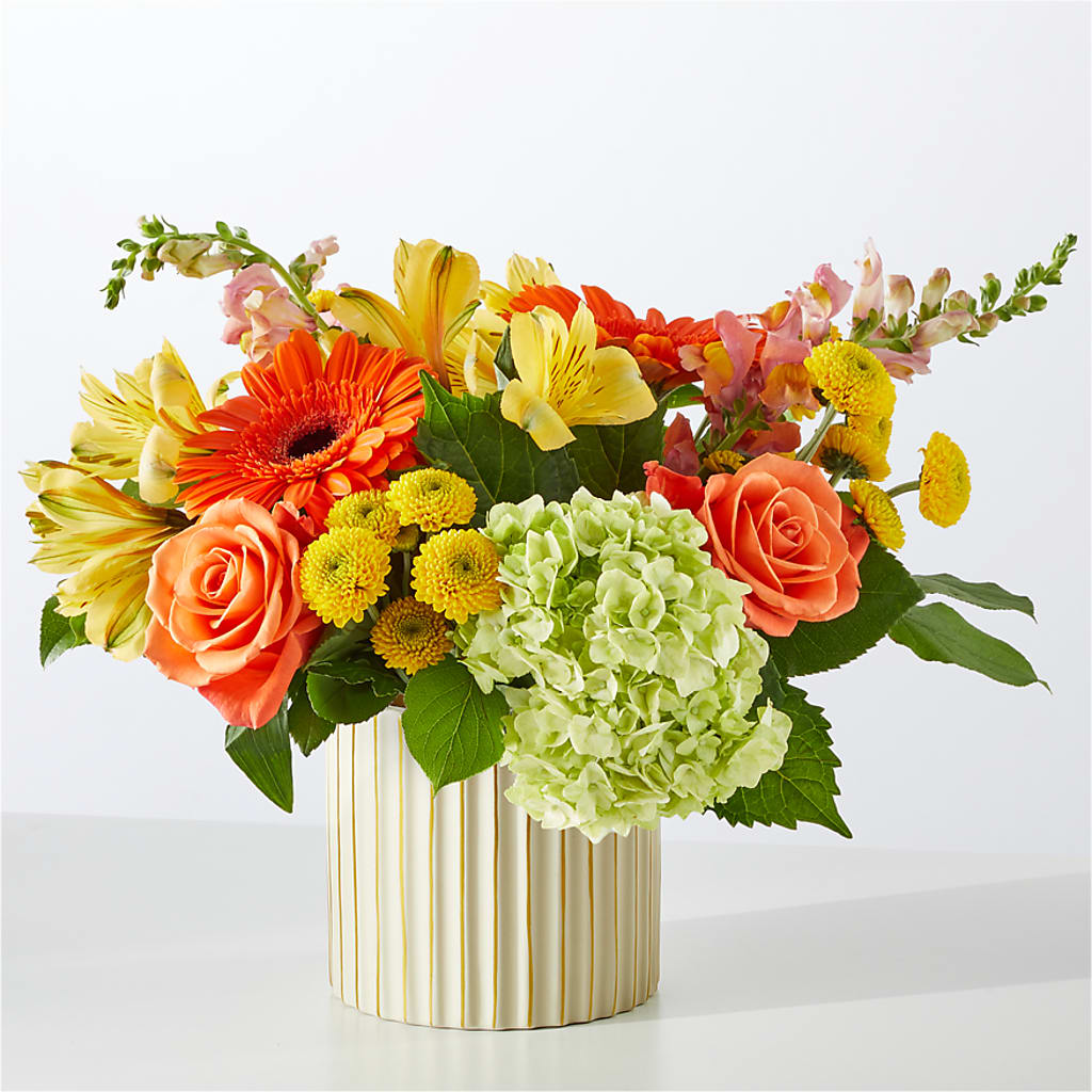 Autumn Sunshine Bouquet with Ivory Vase –  The Flower Gallery, Linden NJ