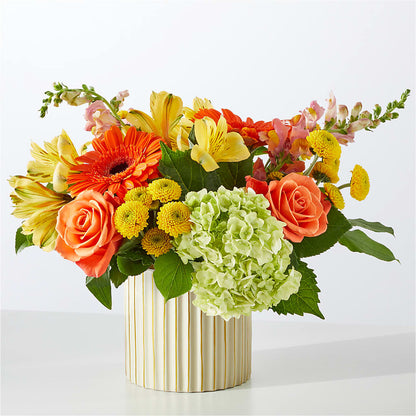 Autumn Sunshine Bouquet with Ivory Vase –  The Flower Gallery, Linden NJ