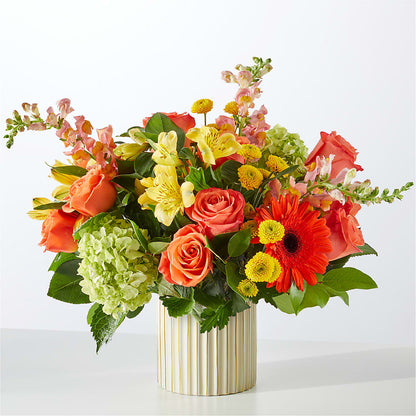Autumn Sunshine Bouquet with Ivory Vase –  The Flower Gallery, Linden NJ