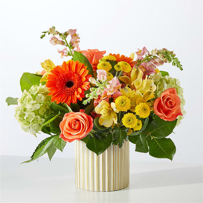 Autumn Sunshine Bouquet with Ivory Vase –  The Flower Gallery, Linden NJ