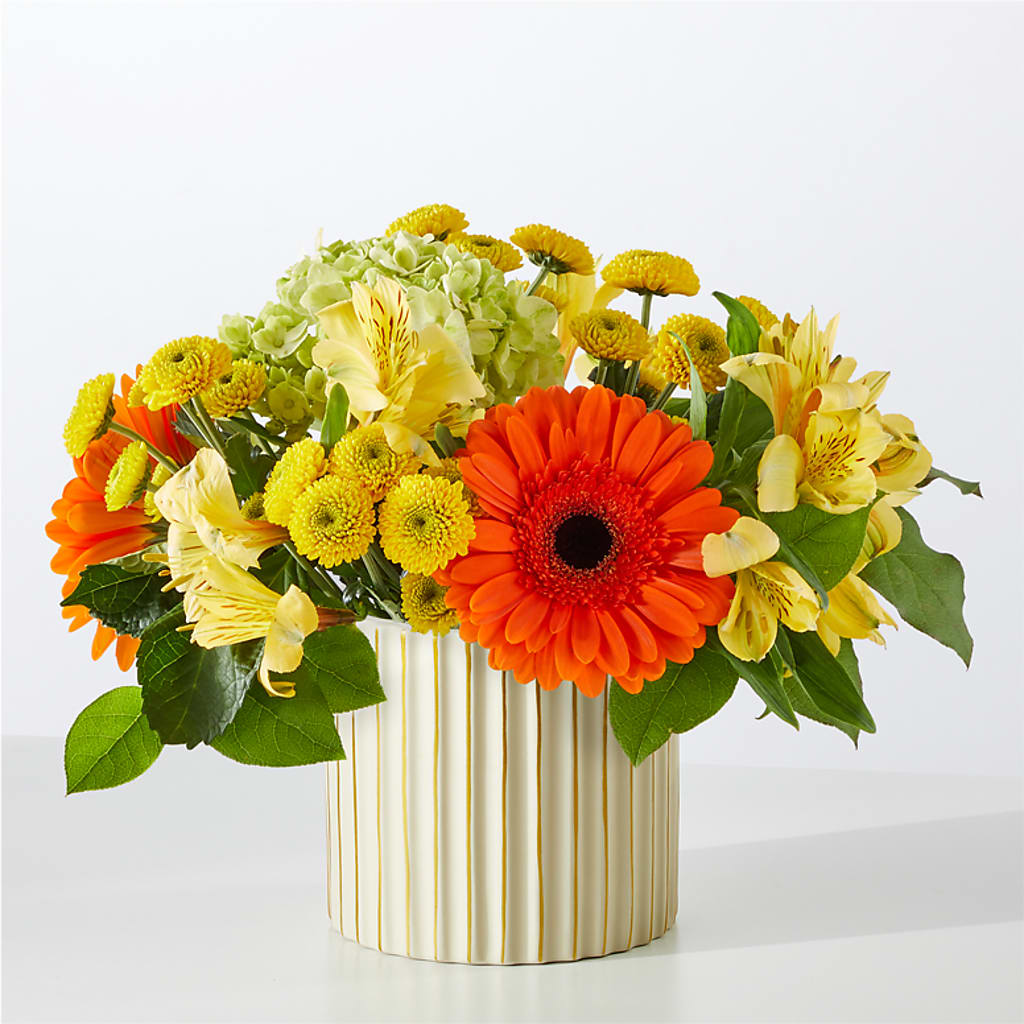Autumn Sunshine Bouquet with Ivory Vase –  The Flower Gallery, Linden NJ