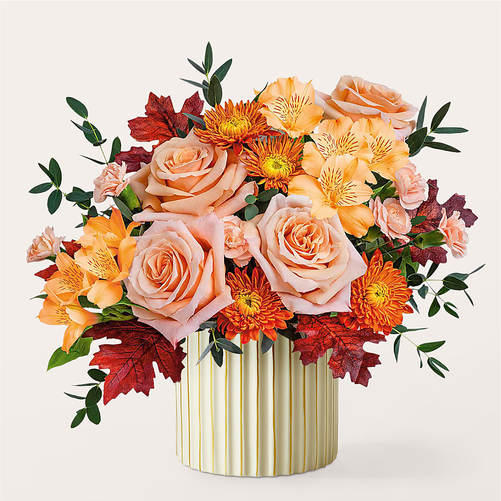 Spiced Latte Bouquet with Ivory Vase –  The Flower Gallery, Linden NJ