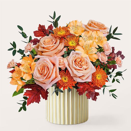 Spiced Latte Bouquet with Ivory Vase –  The Flower Gallery, Linden NJ