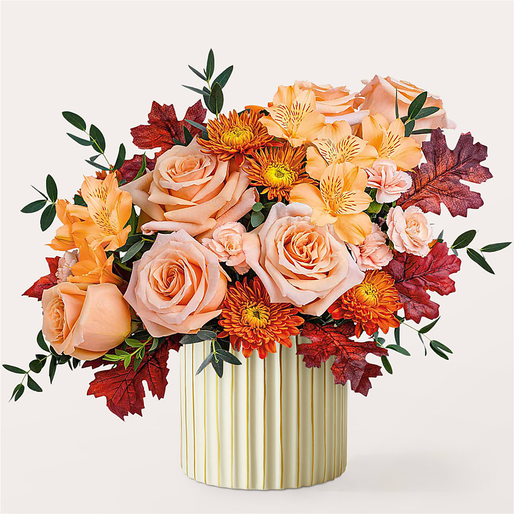Spiced Latte Bouquet with Ivory Vase –  The Flower Gallery, Linden NJ