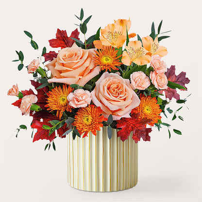 Spiced Latte Bouquet with Ivory Vase –  The Flower Gallery, Linden NJ