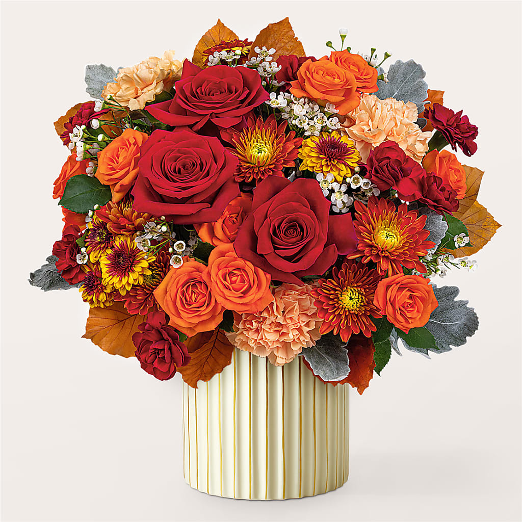 Merlot Bouquet with Ivory Vase –  The Flower Gallery, Linden NJ