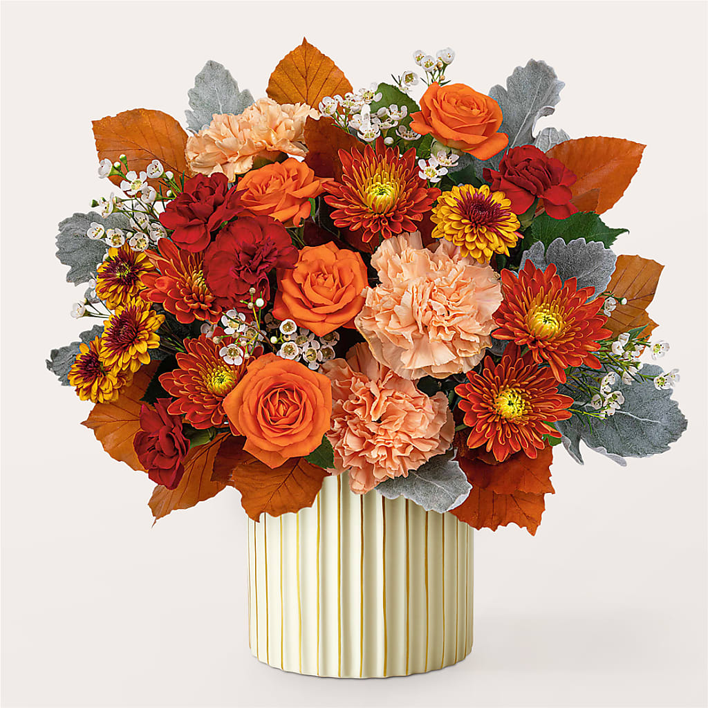 Merlot Bouquet with Ivory Vase –  The Flower Gallery, Linden NJ